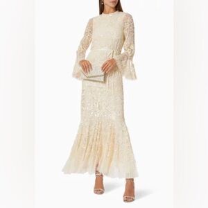 Needle & Thread Cream Ivory Lace Maxi Dress